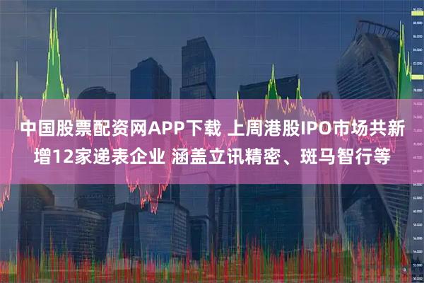 中国股票配资网APP下载 上周港股IPO市场共新增12家递表企业 涵盖立讯精密、斑马智行等